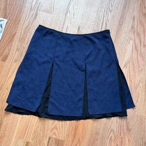 The Limited Size 10 Navy Blue with Black Lining Pleated Mini Skirt